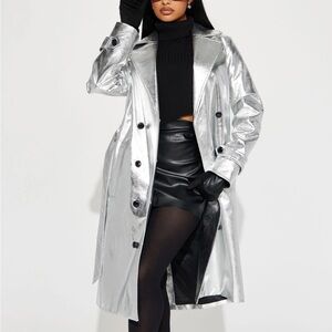 Future So Bright Metallic Trench Coat - Silver
